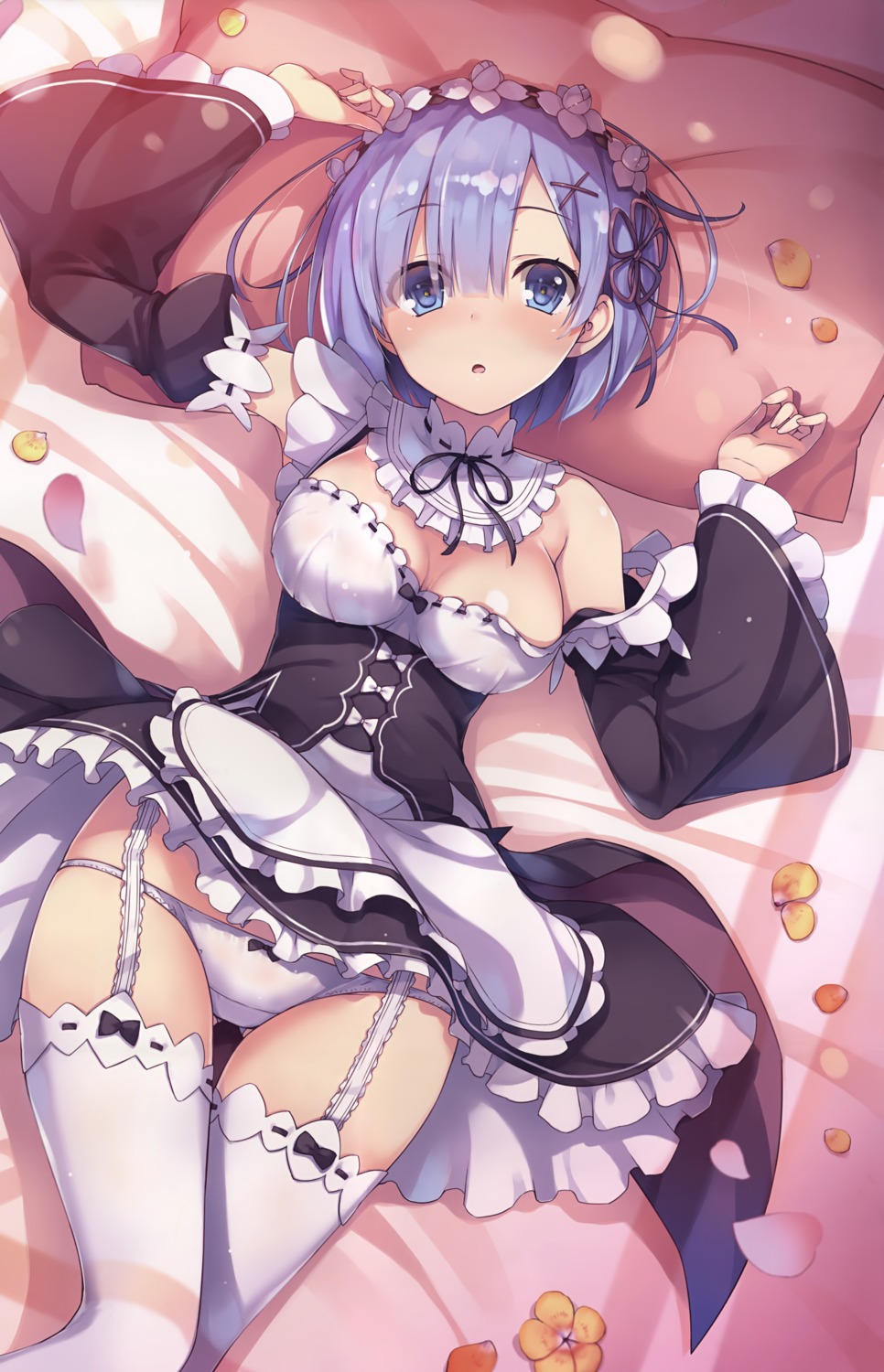 cleavage maid pantsu re_zero_kara_hajimeru_isekai_seikatsu rem_(re_zero) stockings thighhighs tomose_shunsaku