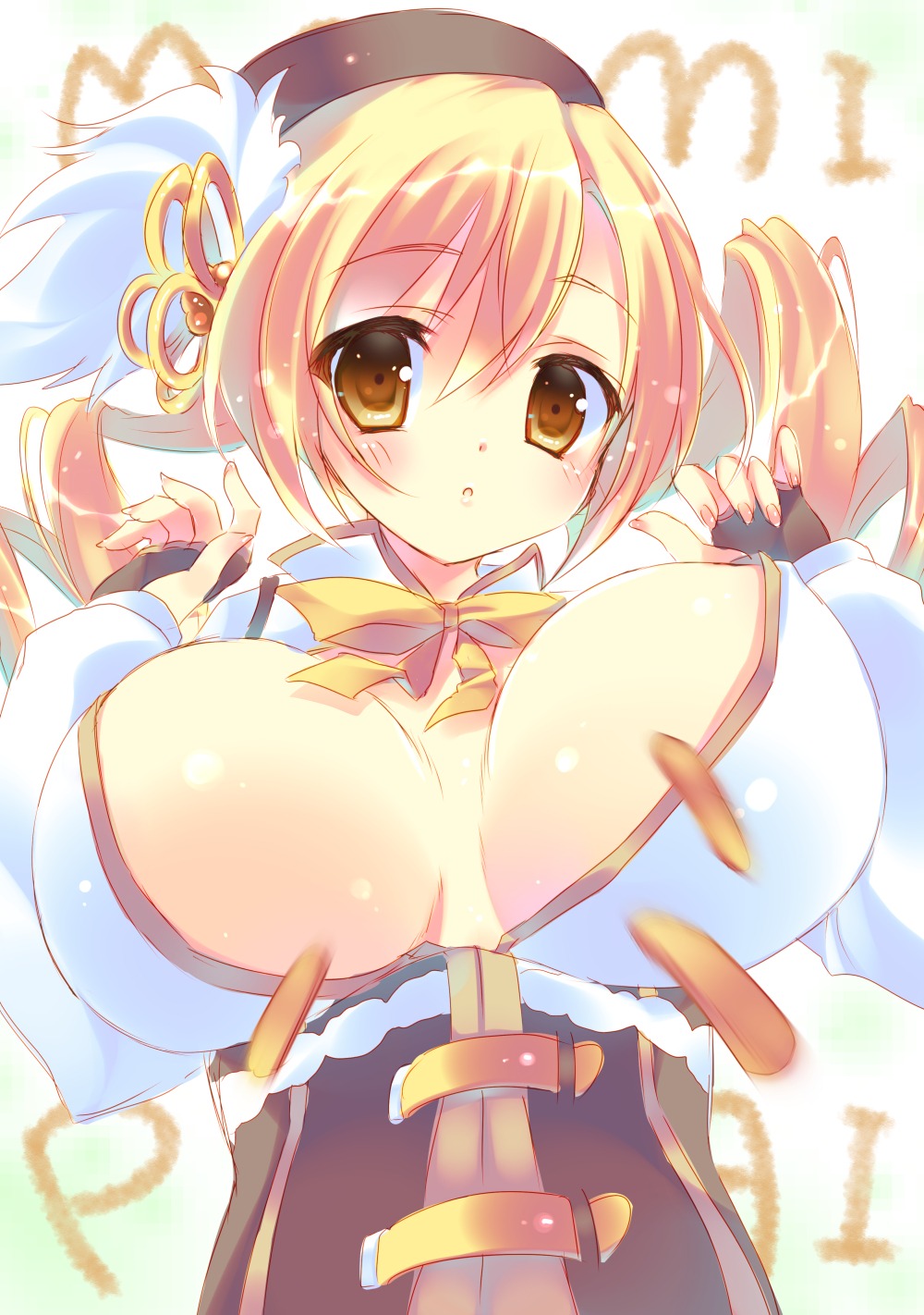 amanagi_seiji cleavage no_bra puella_magi_madoka_magica tomoe_mami