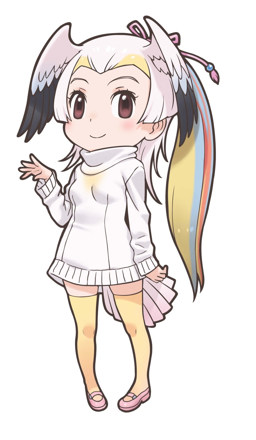 great_white_pelican kemono_friends sweater thighhighs wings yoshizaki_mine