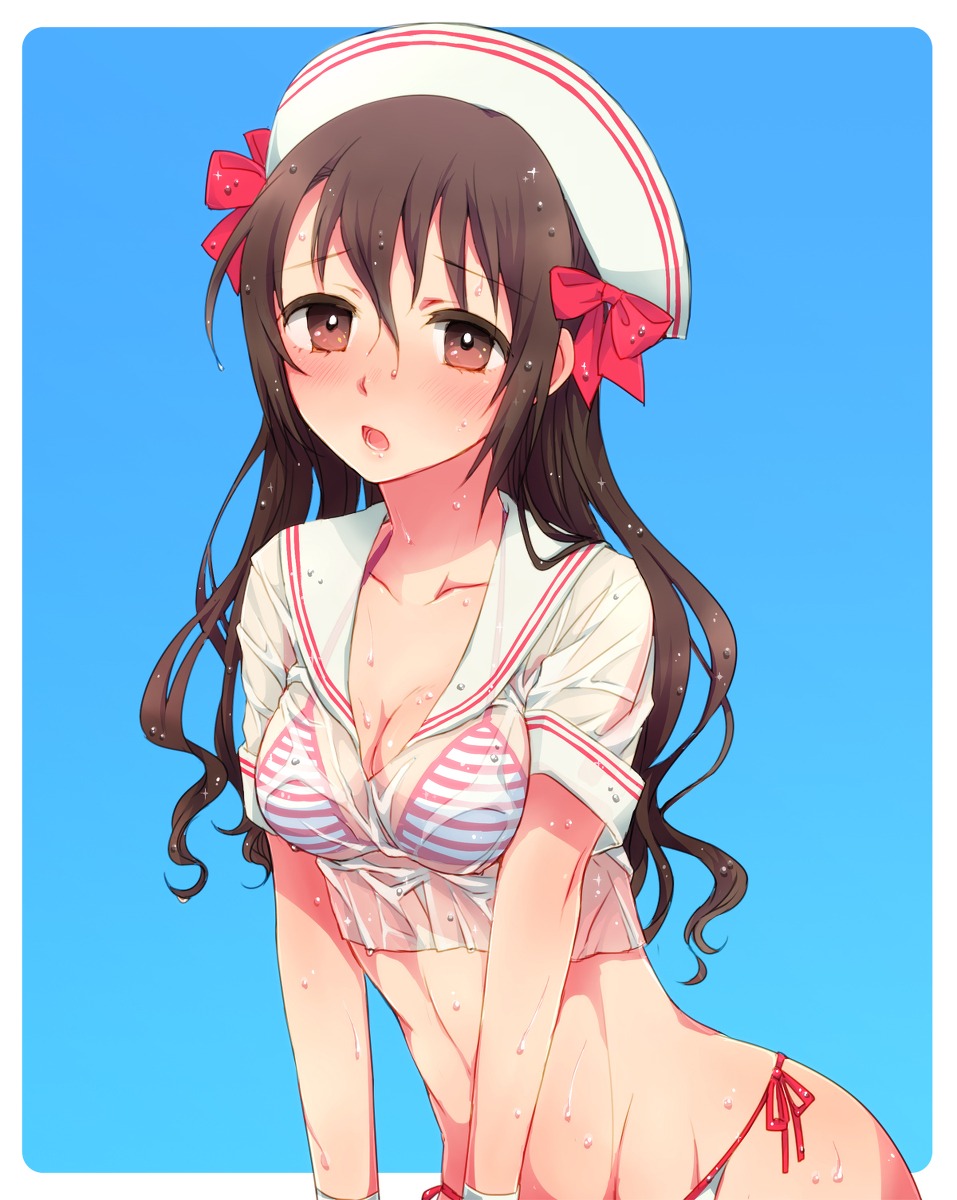 bikini cleavage morinomeo see_through shimamura_uzuki swimsuits the_idolm@ster the_idolm@ster_cinderella_girls wet_clothes