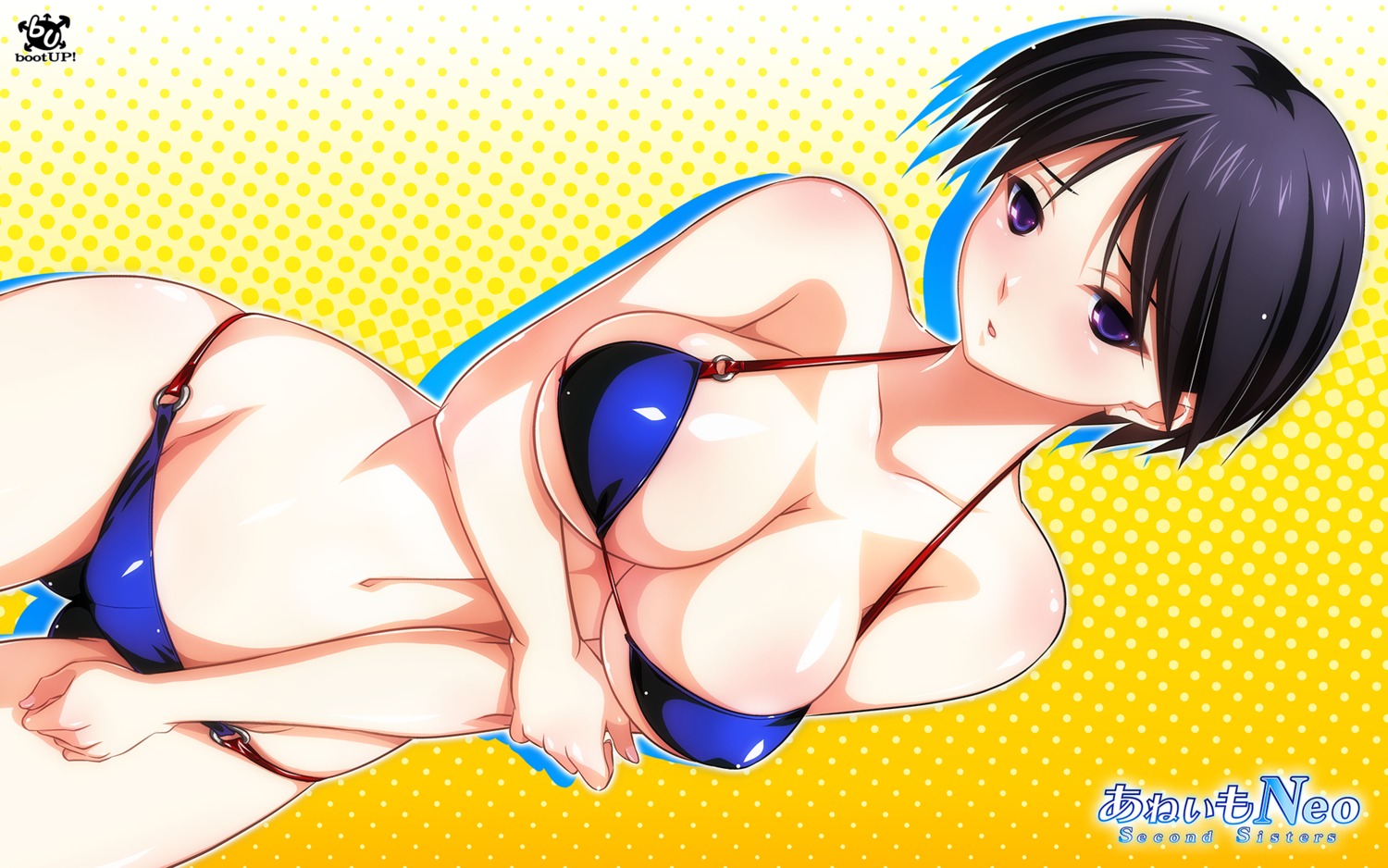 aneimo aneimo_neo bikini boot_up! breast_hold cleavage shinonome_kazuhiko swimsuits toudou_takami underboob wallpaper