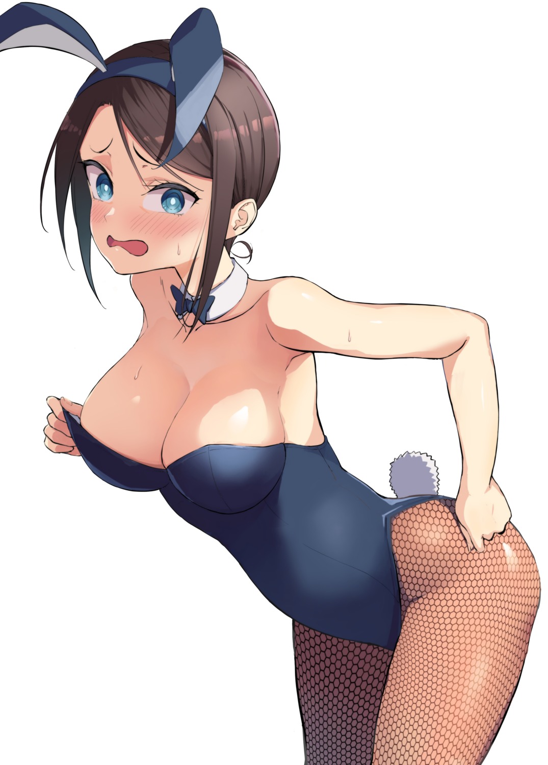 animal_ears bunny_ears bunny_girl fishnets ishizaka_ryuuda no_bra pantyhose tail undressing