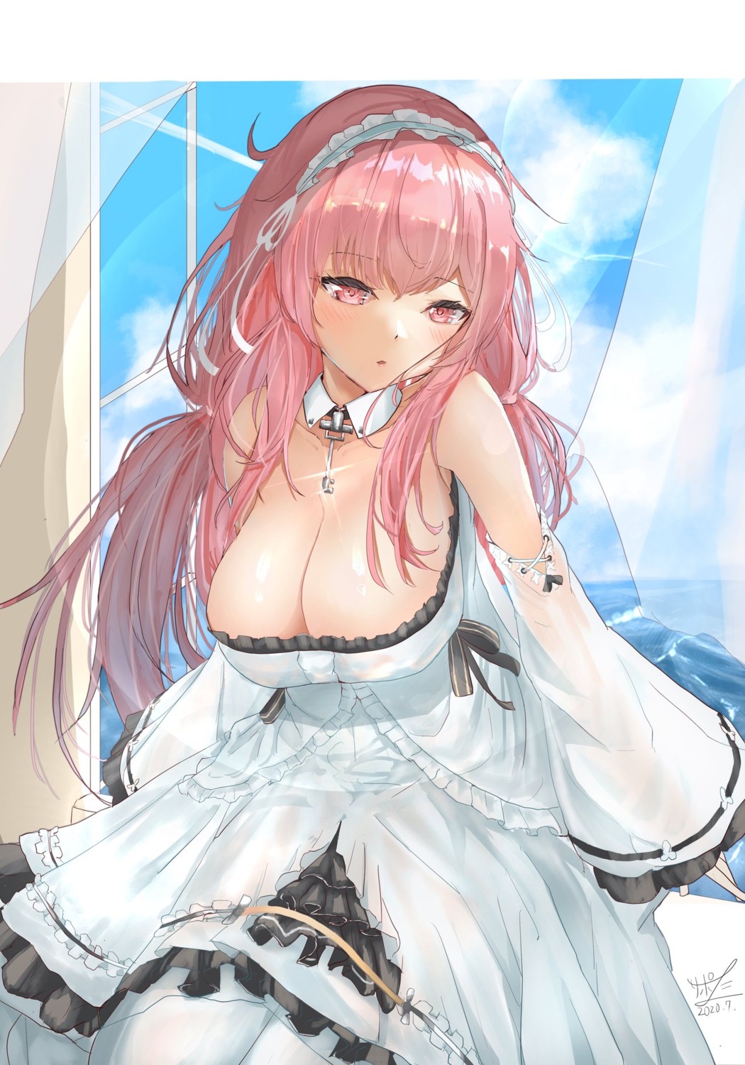 azur_lane dress no_bra perseus_(azur_lane) sapota_clone see_through