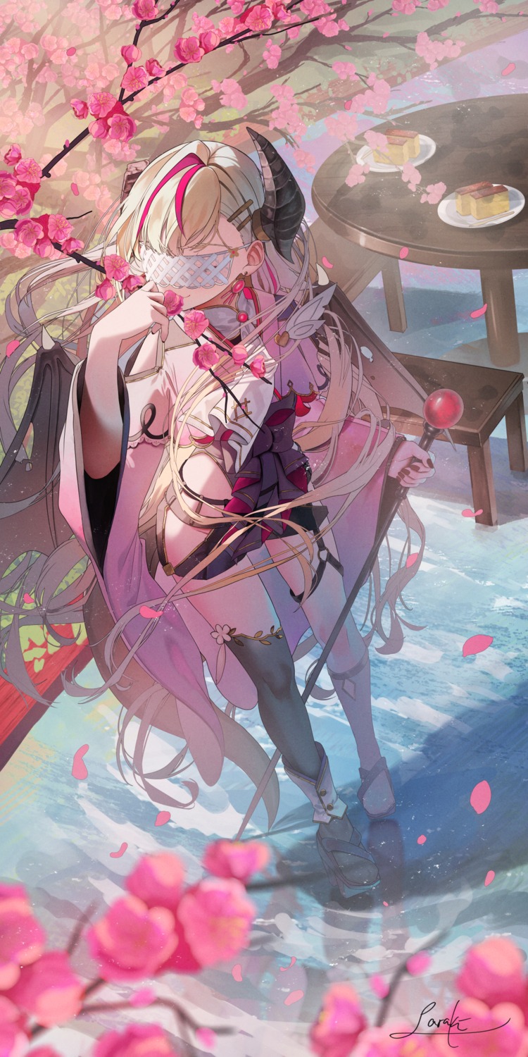 garter horns japanese_clothes saraki thighhighs