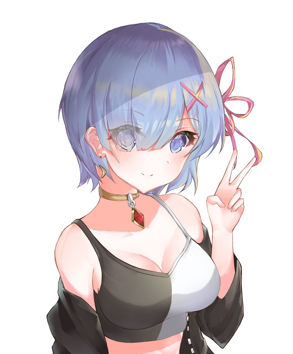 cleavage re_zero_kara_hajimeru_isekai_seikatsu rem_(re_zero) senzyu