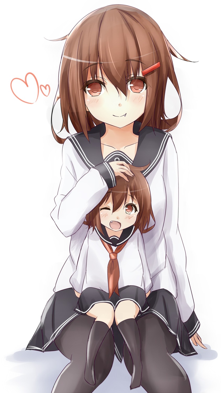 chibi ikazuchi_(kancolle) kantai_collection saku_(kudrove) seifuku thighhighs