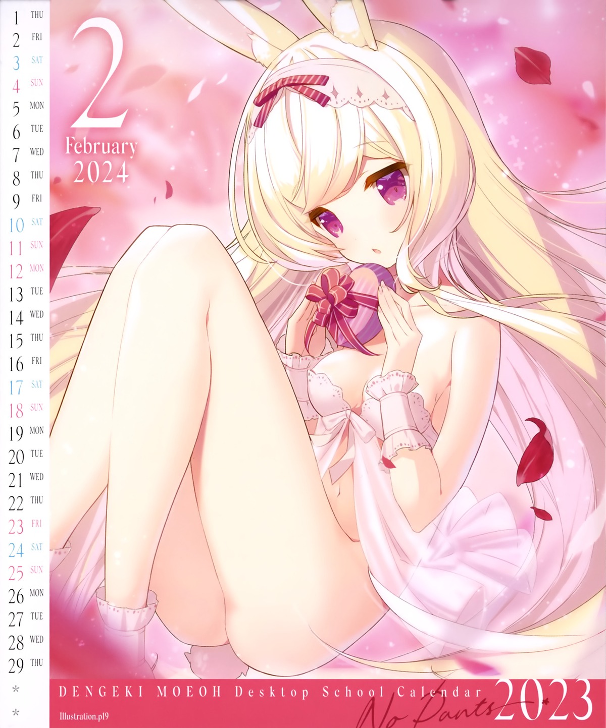 animal_ears bottomless bunny_ears calendar cynthia_riddle lingerie no_bra p19 see_through tail valentine