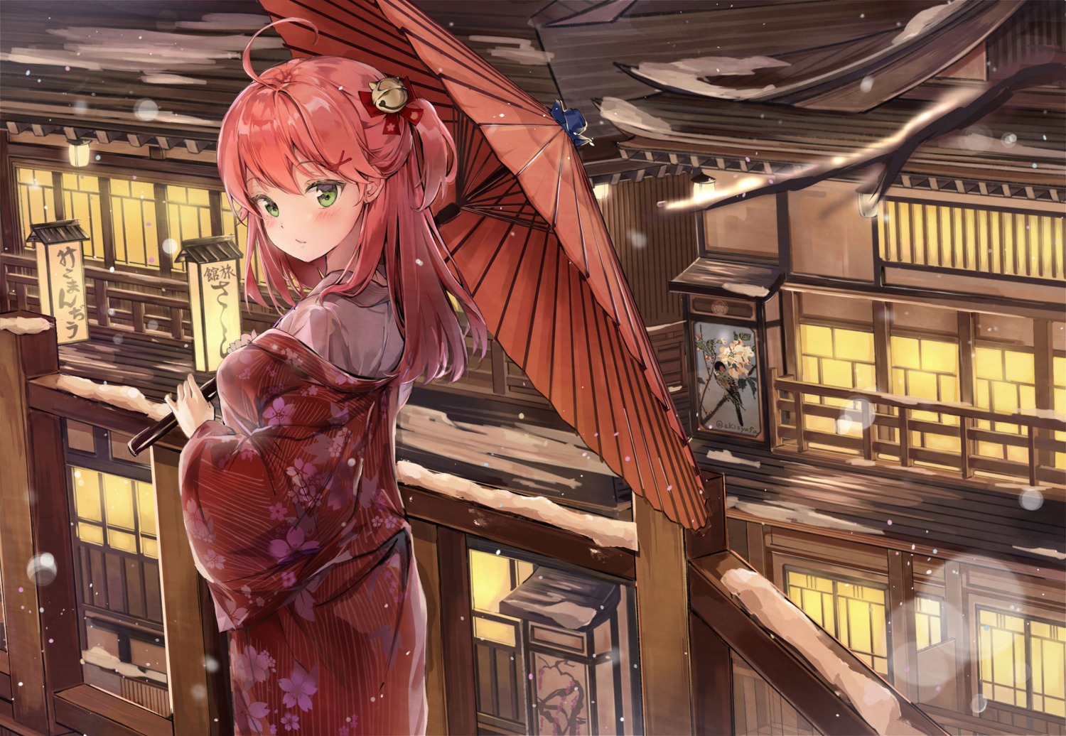 hololive kimono sakura_miko syafa umbrella