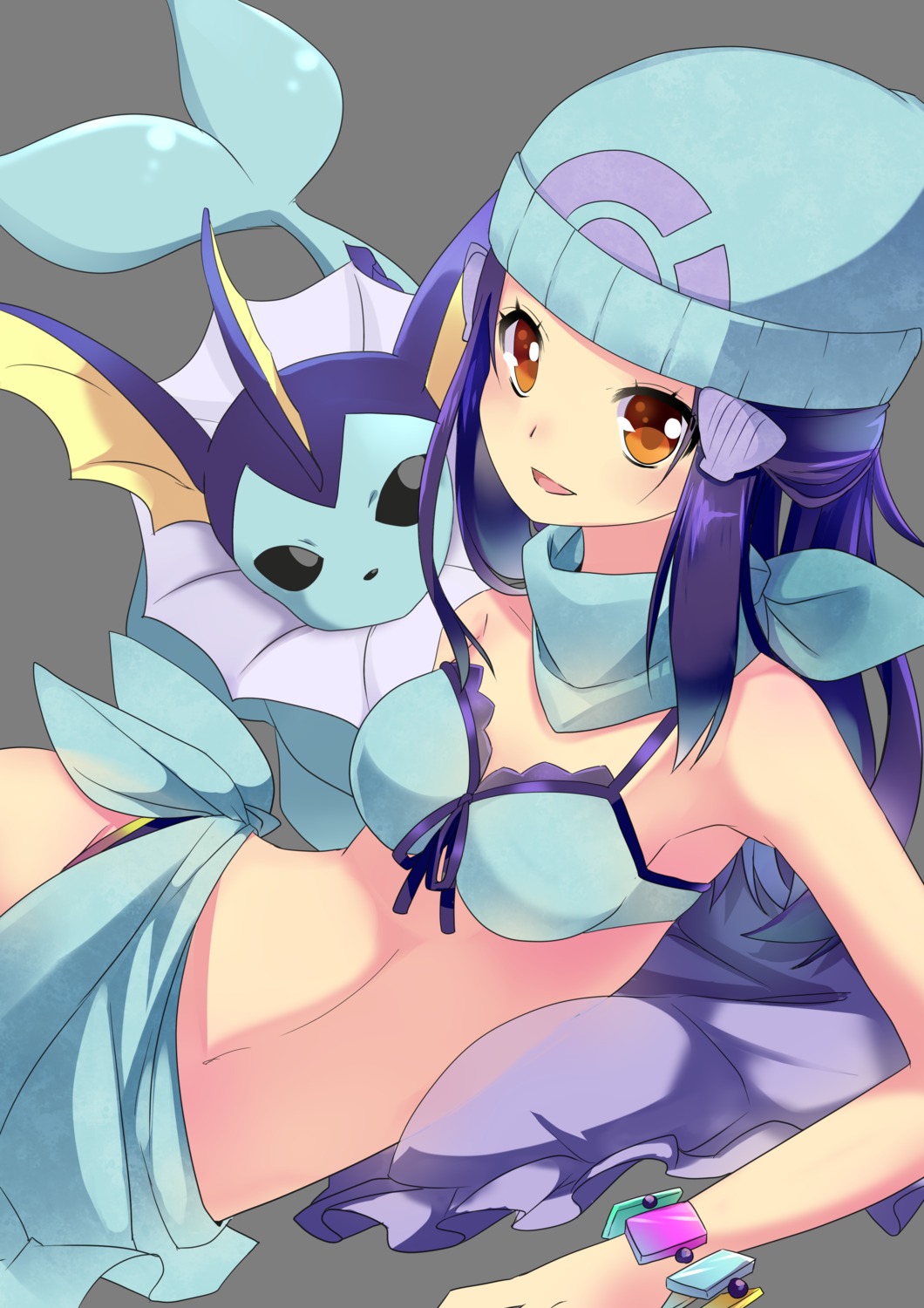 bikini hikari_(pokemon) nyori pokemon pokemon_bdsp pokemon_dppt swimsuits transparent_png vaporeon