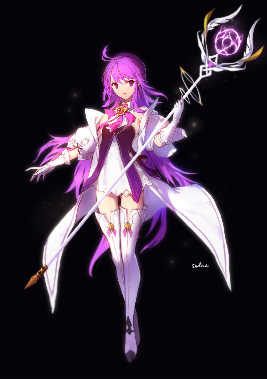 aisha_(elsword) dress elsword swd3e2 thighhighs weapon