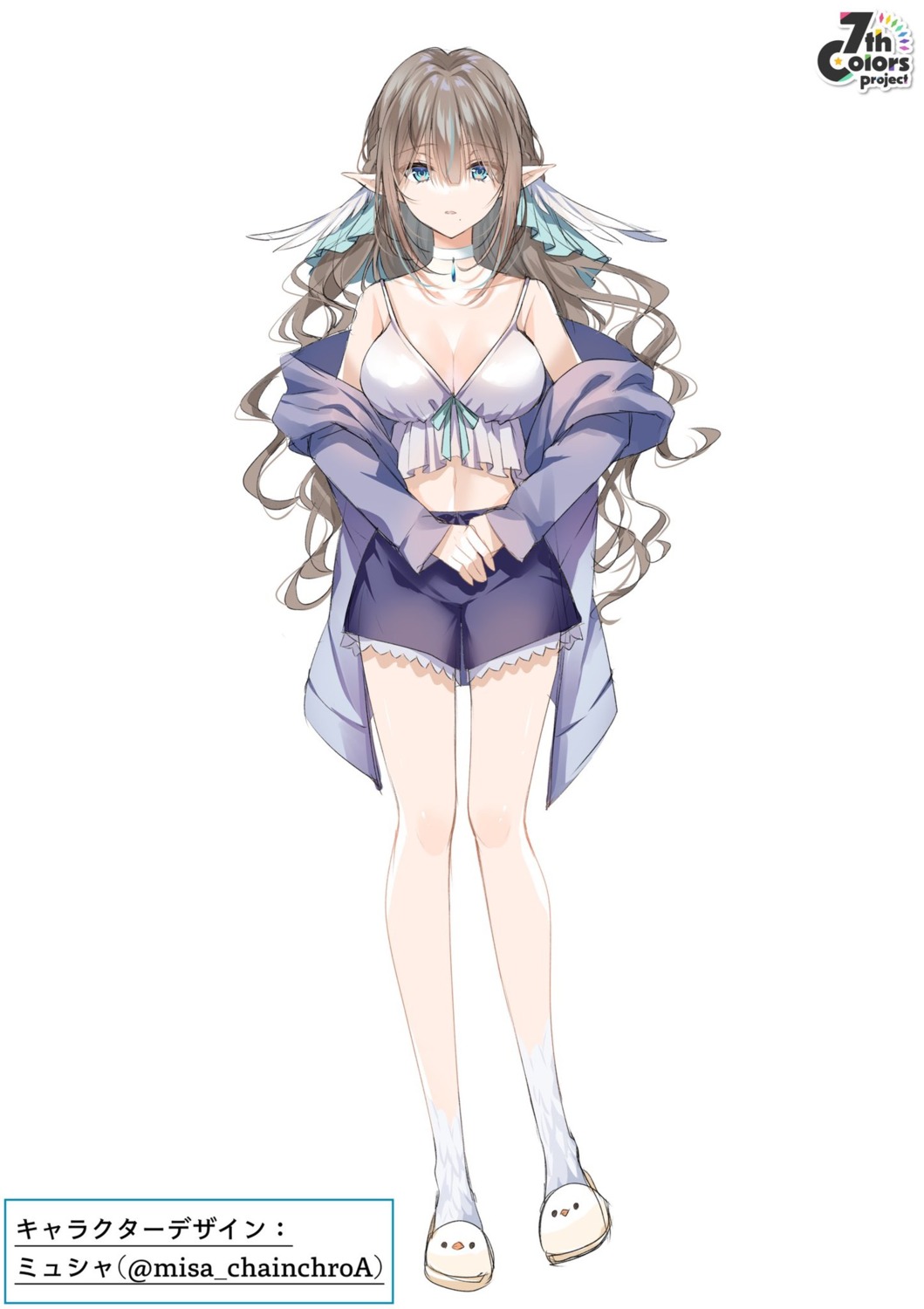 7th_colors_project cleavage myusha no_bra pointy_ears