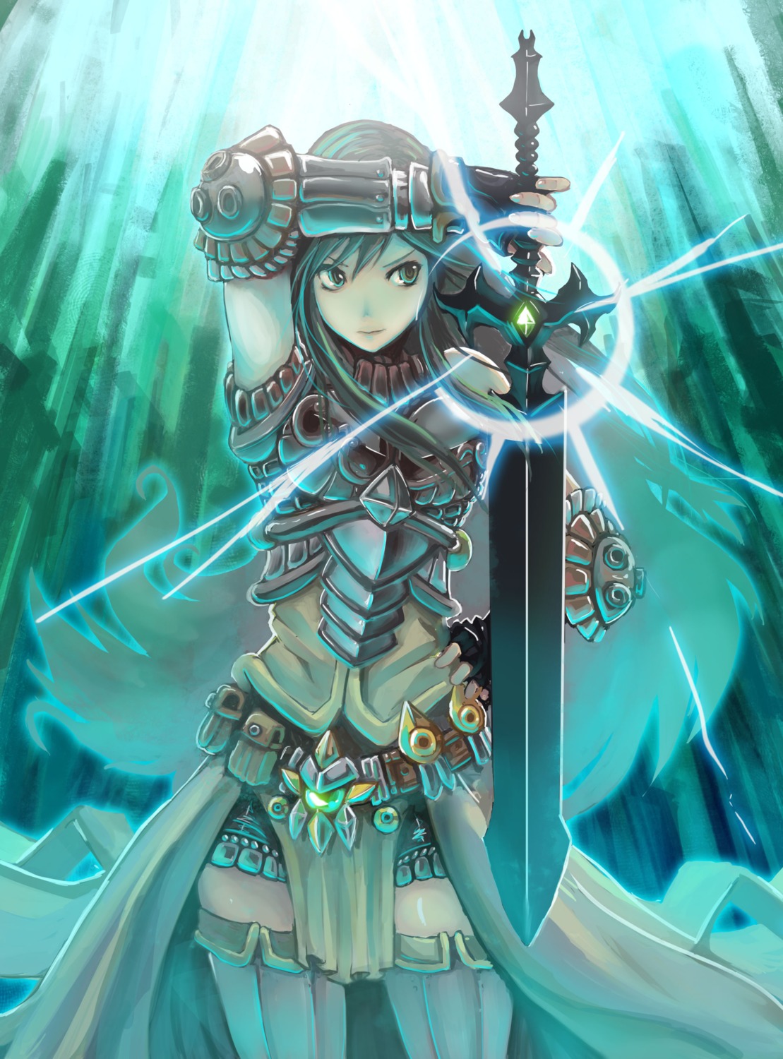 armor mole sword thighhighs