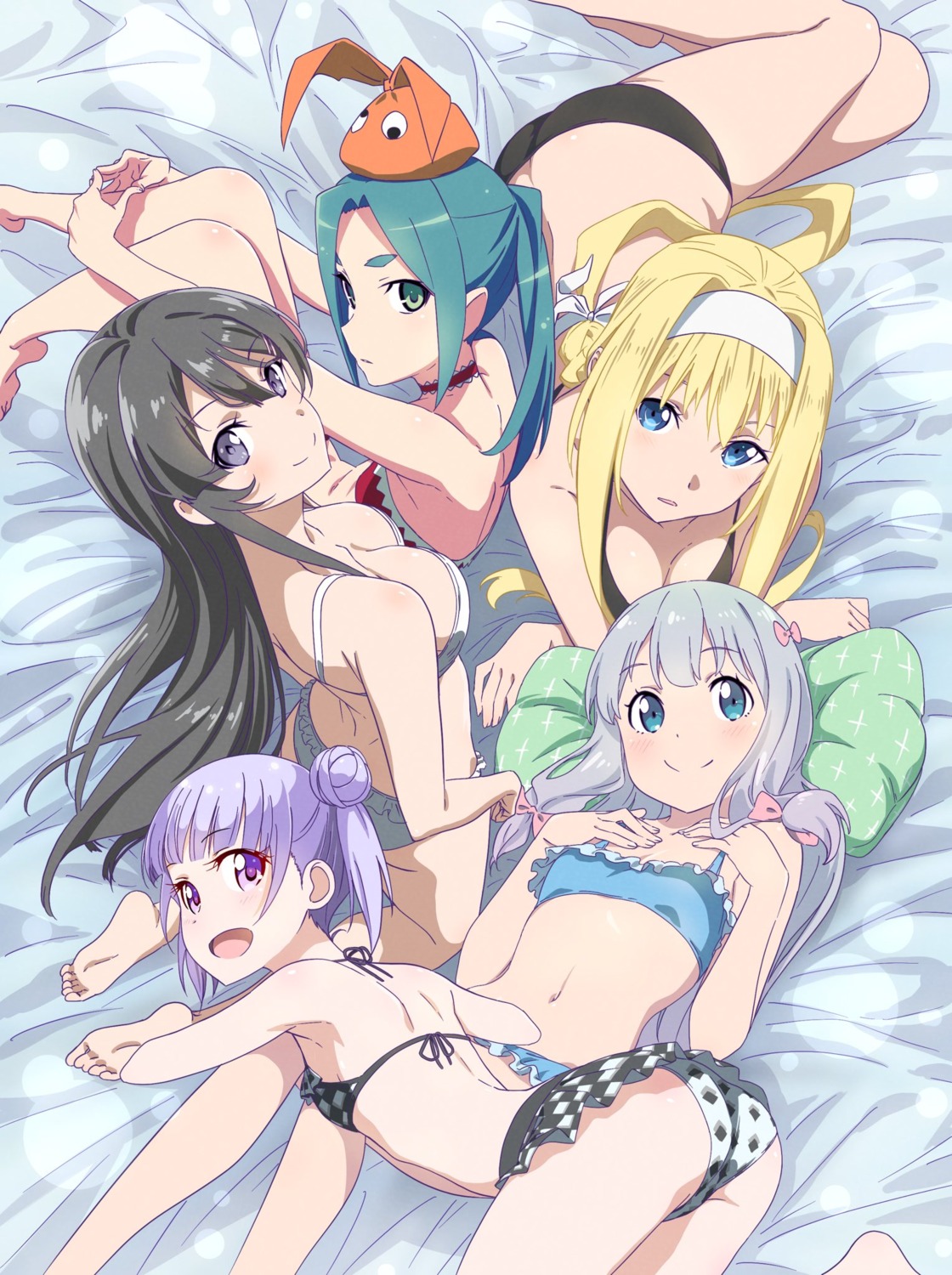 alice_zuberg ass bikini cleavage crossover eromanga-sensei izumi_sagiri makicha monogatari_(series) new_game! ononoki_yotsugi sakurajima_mai seishun_buta_yarou_series suzukaze_aoba swimsuits sword_art_online_alicization tsukimonogatari