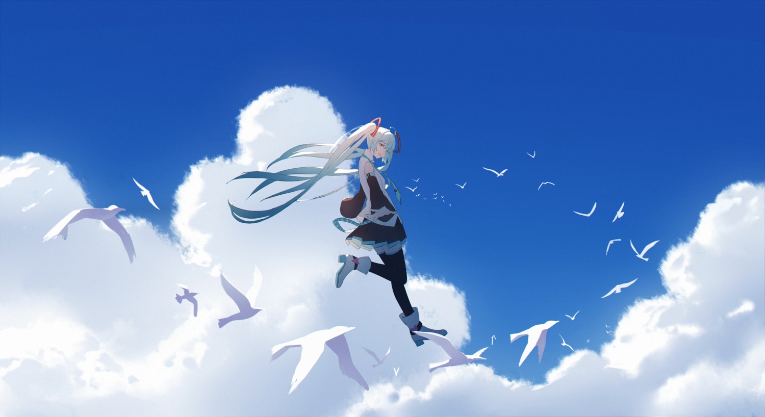 hatsune_miku heels laluna thighhighs vocaloid