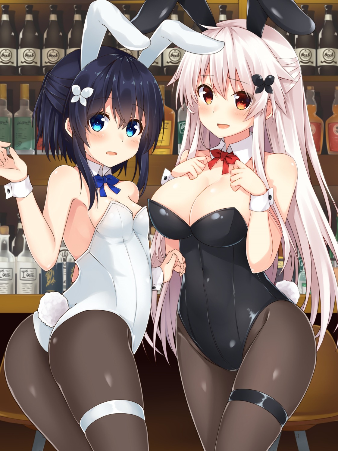 animal_ears ass bunny_ears bunny_girl cleavage etna_(kuzuyu) garter komori_kuzuyu pantyhose rivier_(kuzuyu) tail