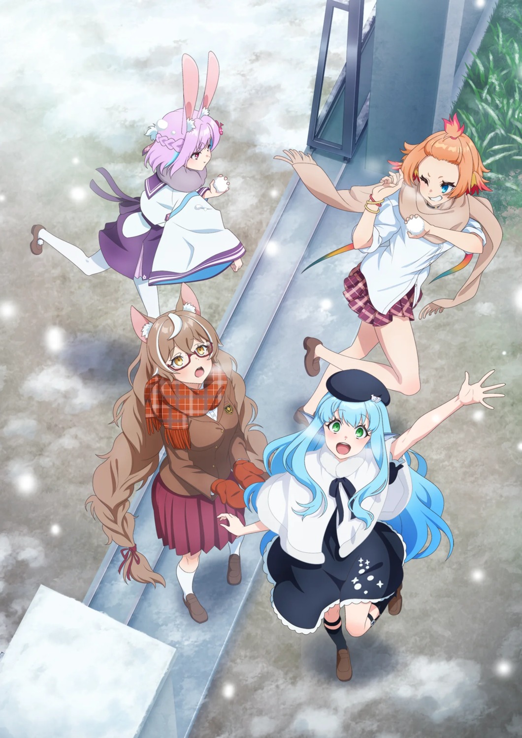 animal_ears bunny_ears haneda_tobari jingai_kyoushitsu_no_ningengirai_kyoushi megane minazuki_kyouka oogami_isaki pantyhose seifuku tagme usami_sui