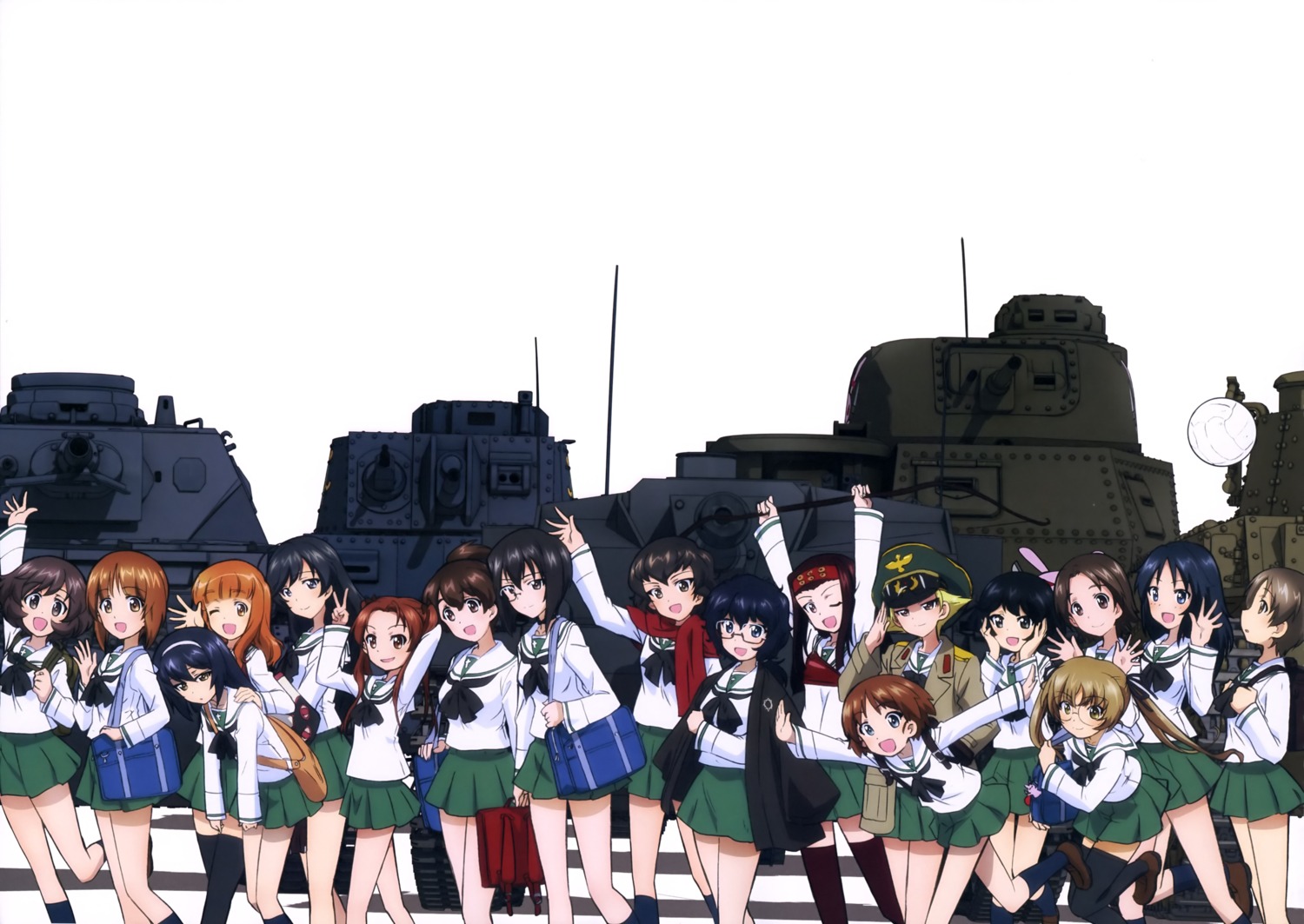 akiyama_yukari caesar erwin girls_und_panzer isuzu_hana kadotani_anzu kawashima_momo koyama_yuzu maruyama_saki megane nishizumi_miho oono_aya oryou_(girls_und_panzer) reizei_mako saemonza sakaguchi_karina sawa_azusa seifuku takebe_saori thighhighs uniform utsugi_yuuki yamagou_ayumi