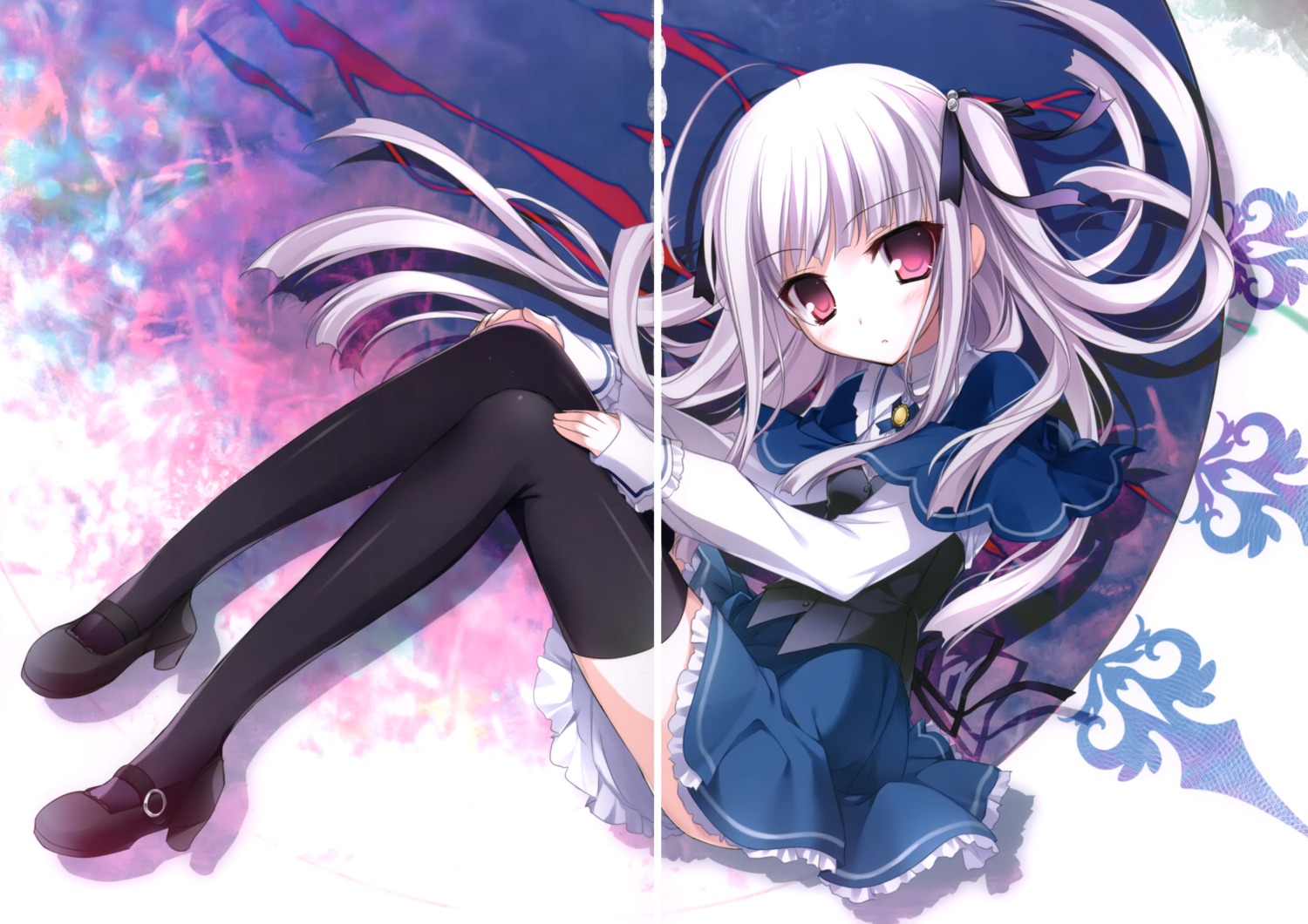 absolute_duo crease heels karory seifuku skirt_lift thighhighs yurie_sigtuna