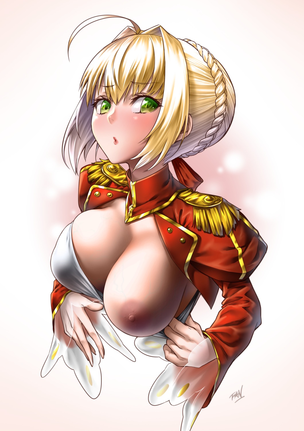 breasts f.w.zholic fate/extra fate/extra_last_encore fate/grand_order fate/stay_night nipples no_bra saber saber_extra