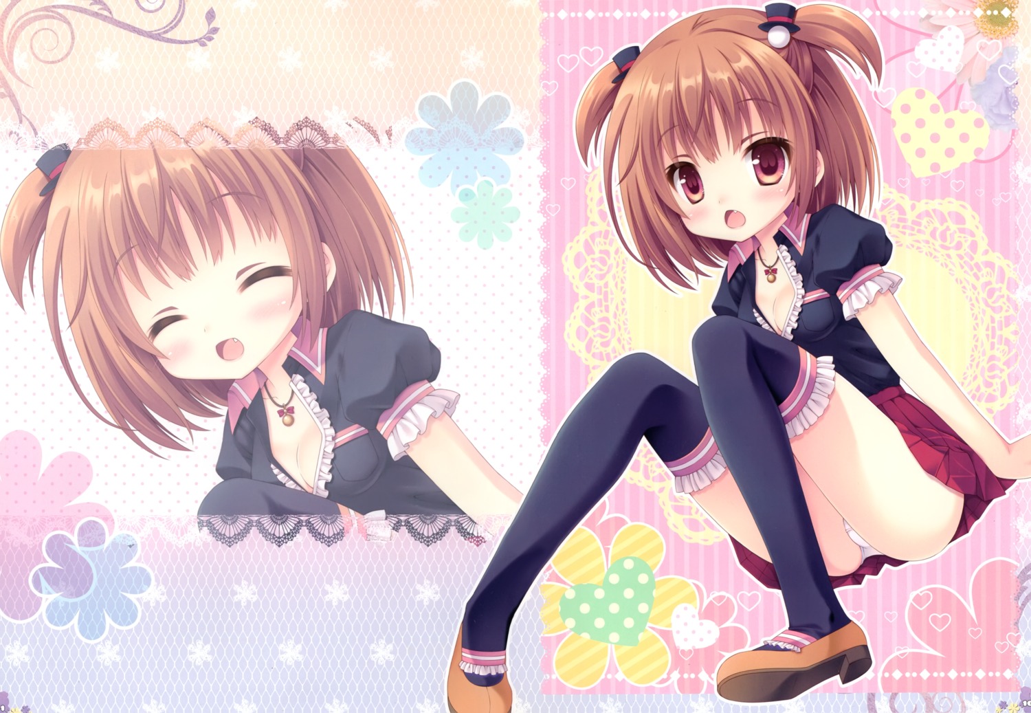 cleavage heels pantsu roritora thighhighs tsukishima_yuuko