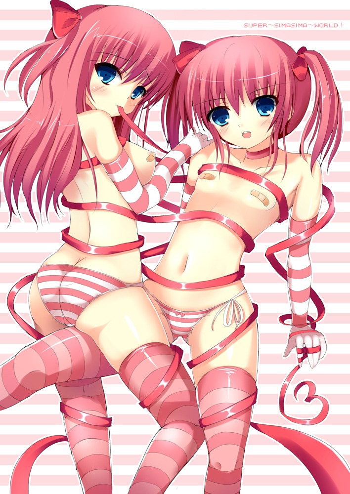 ass bandaid kishiki_kanmitsu loli naked_ribbon pantsu pasties shimapan string_panties thighhighs topless