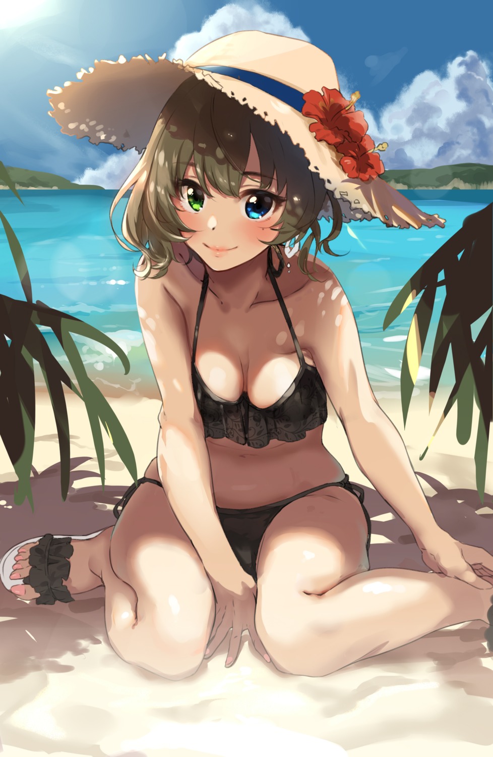 bikini cleavage heterochromia kurokin swimsuits takagaki_kaede the_idolm@ster the_idolm@ster_cinderella_girls