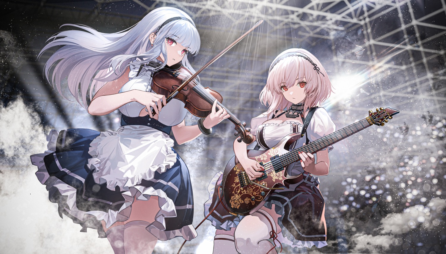 azur_lane dido_(azur_lane) guitar maid rff_(3_percent) sirius_(azur_lane) thighhighs