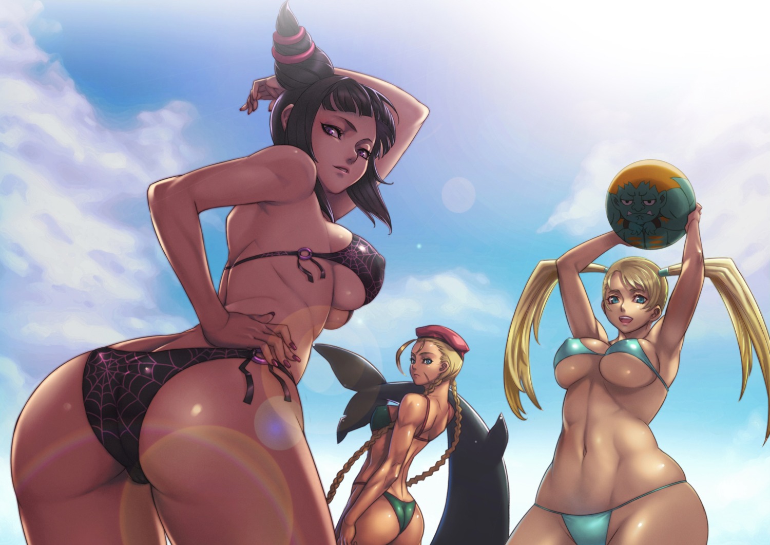 ass bikini blanka cammy_white erect_nipples han_juri rainbow_mika sethxzoe street_fighter street_fighter_iv swimsuits underboob