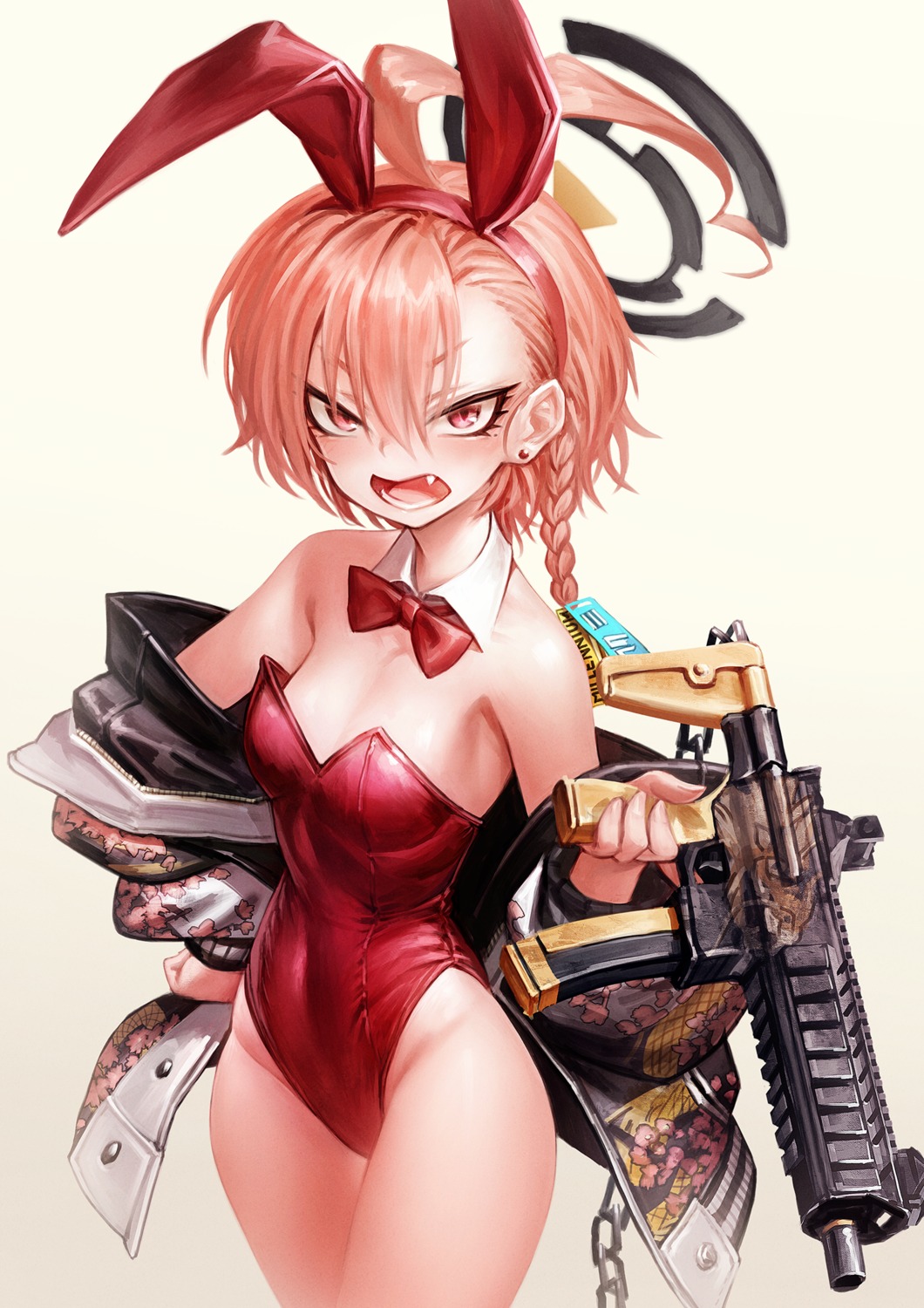 animal_ears blue_archive bunny_ears bunny_girl gun lain loli mikamo_neru no_bra