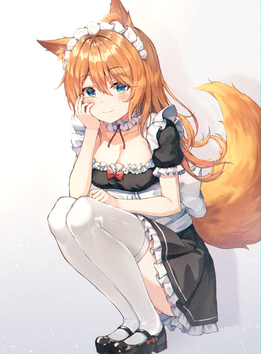 animal_ears gyungsin maid skirt_lift tail thighhighs