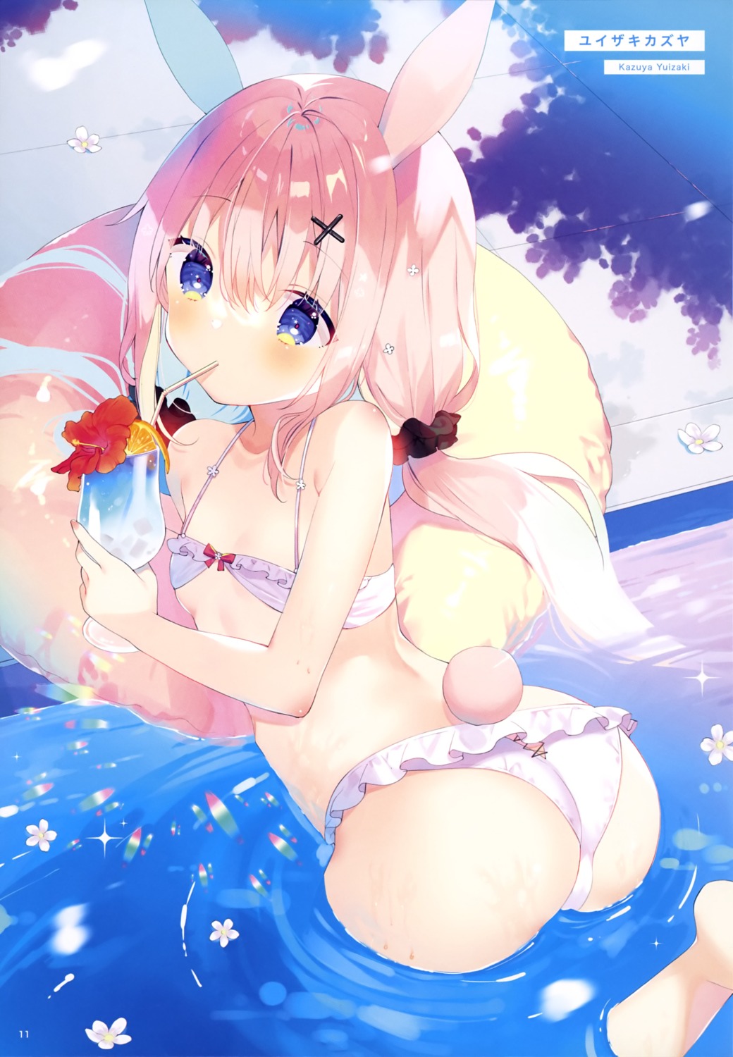 animal_ears ass bikini bunny_ears loli swimsuits tail wet yuizaki_kazuya