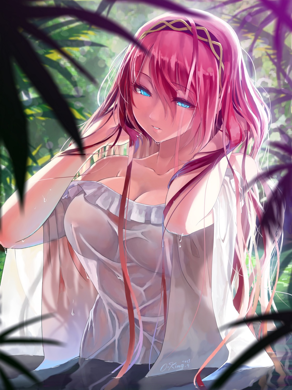 cleavage erect_nipples megurine_luka no_bra okingjo see_through vocaloid wet wet_clothes