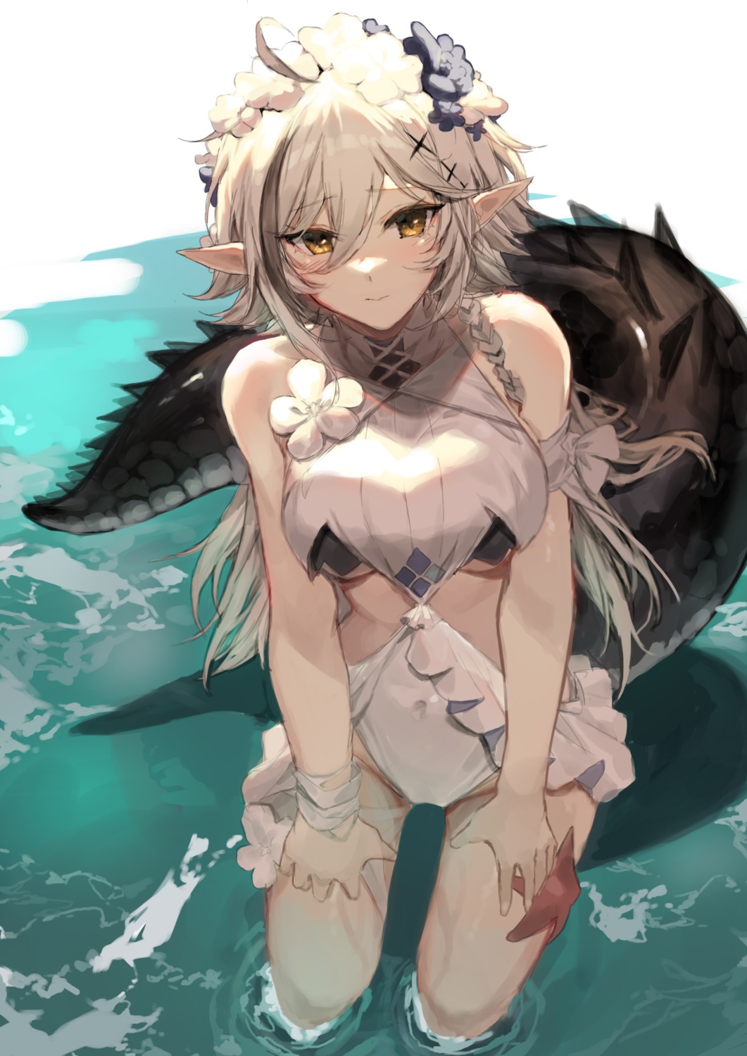 arknights molyb pointy_ears tail tomimi_(arknights) wet