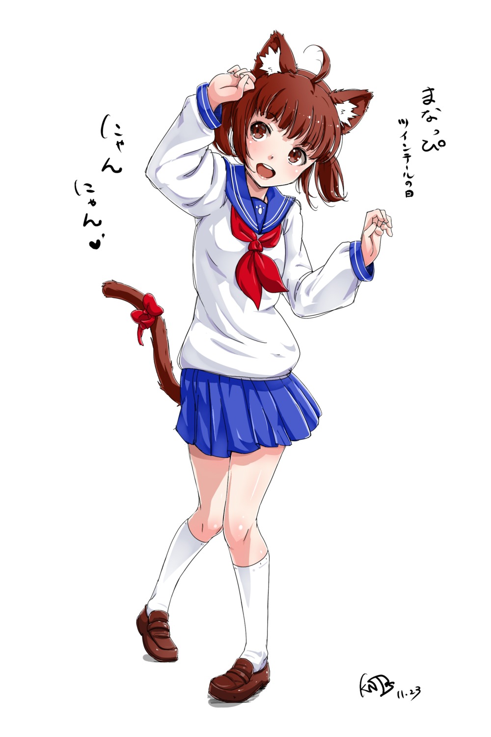 animal_ears kntrs_(knyrs) nekomimi seifuku tail