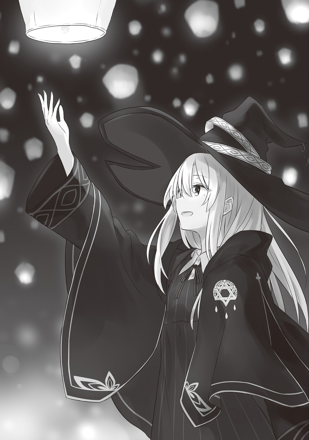 azuuru elaina_(majo_no_tabitabi) majo_no_tabitabi monochrome witch