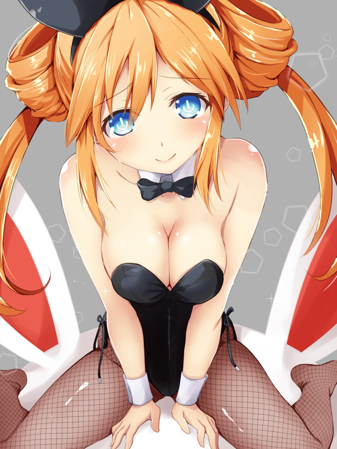 animal_ears bunny_ears bunny_girl choujigen_game_neptune fishnets iwasi-r no_bra orange_heart pantyhose