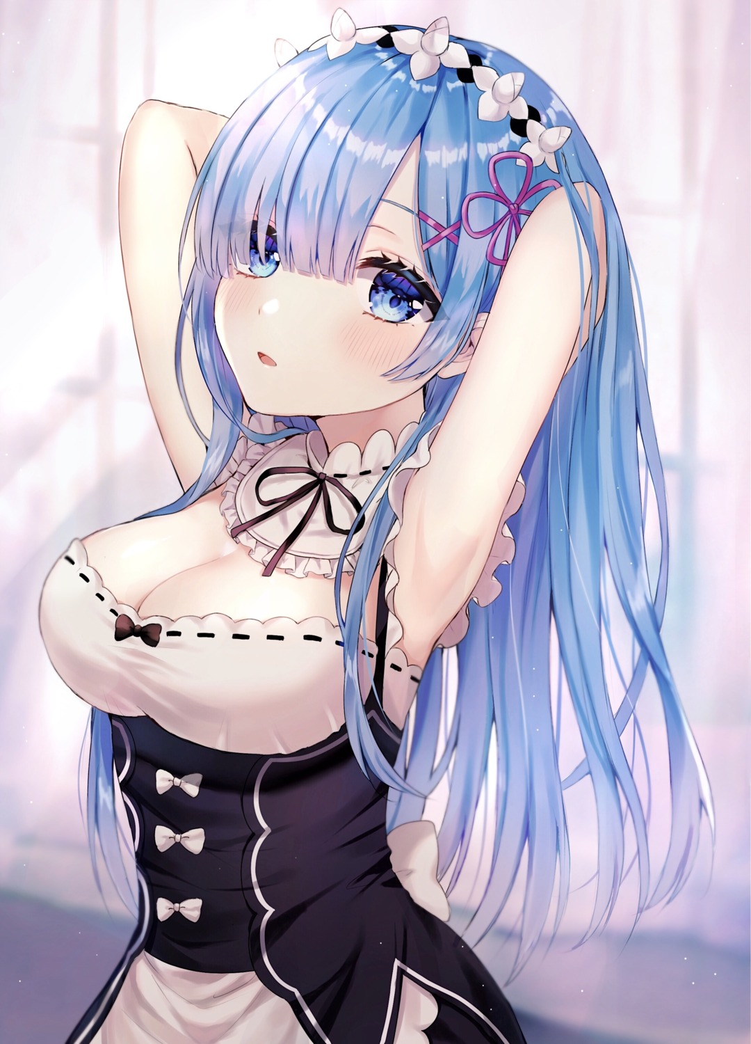 cleavage maid parum re_zero_kara_hajimeru_isekai_seikatsu rem_(re_zero)