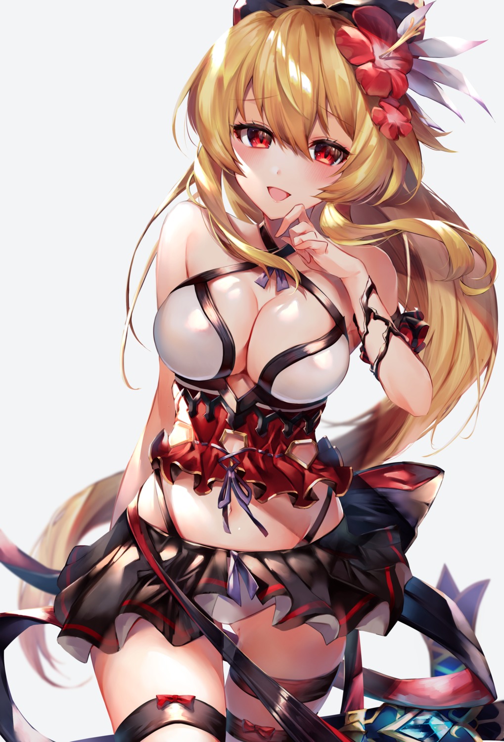 40_(0f0urw) bikini cleavage garter granblue_fantasy skirt_lift swimsuits vira_(granblue_fantasy)