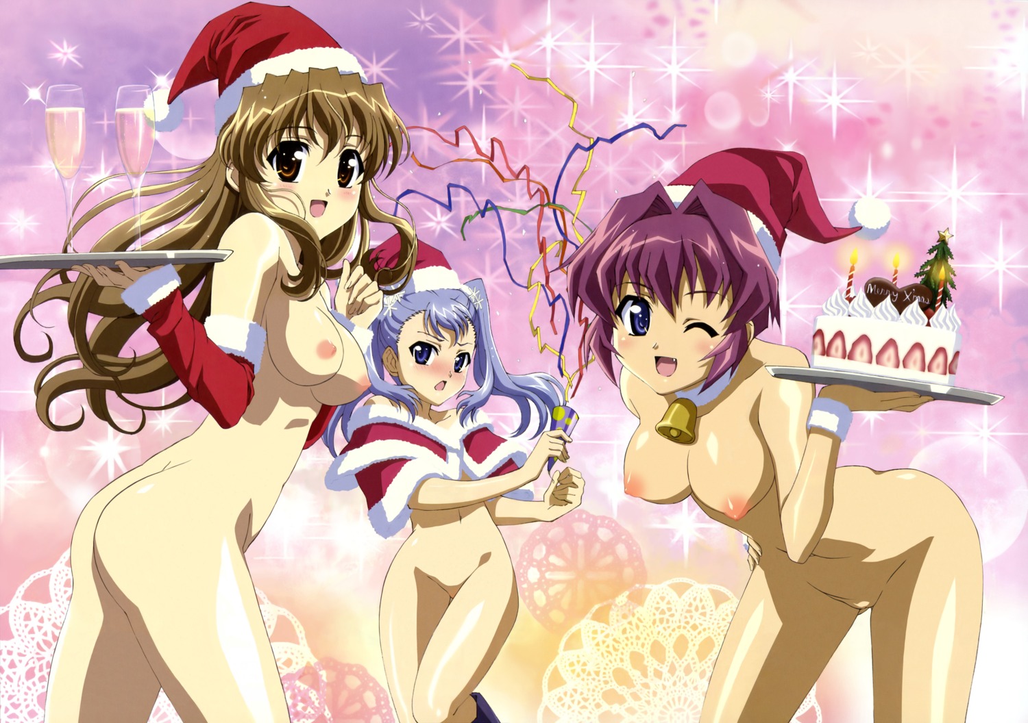 christmas honda_yoshino naked nipples nogizaka_haruka nogizaka_haruka_no_himitsu photoshop