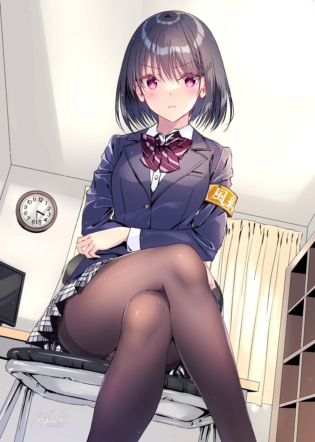 cameltoe kobayashi_chisato pantsu pantyhose see_through seifuku shishunki_complex skirt_lift