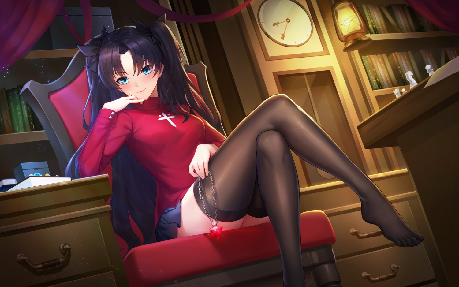 fate/stay_night feet sramy thighhighs toosaka_rin