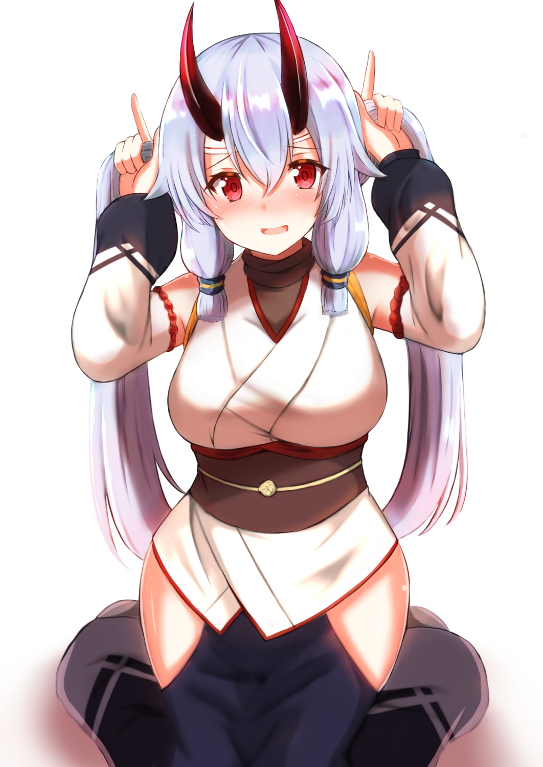 fate/grand_order horns japanese_clothes shibakame tomoe_gozen_(fate/grand_order)