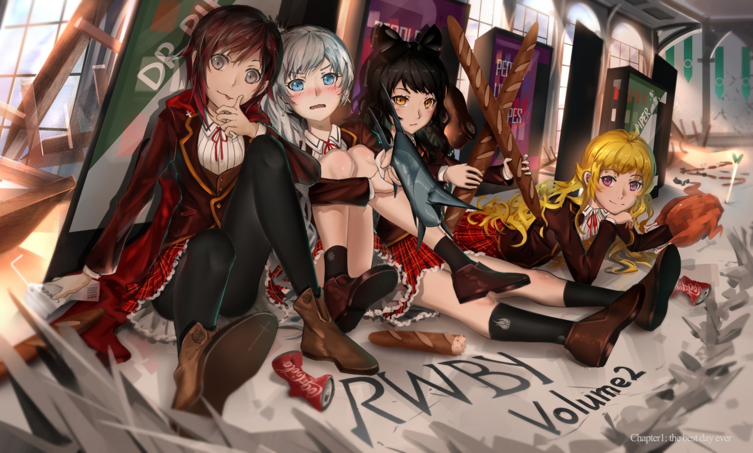 blake_belladonna lu" pantyhose ruby_rose rwby seifuku weiss_schnee yang_xiao_long