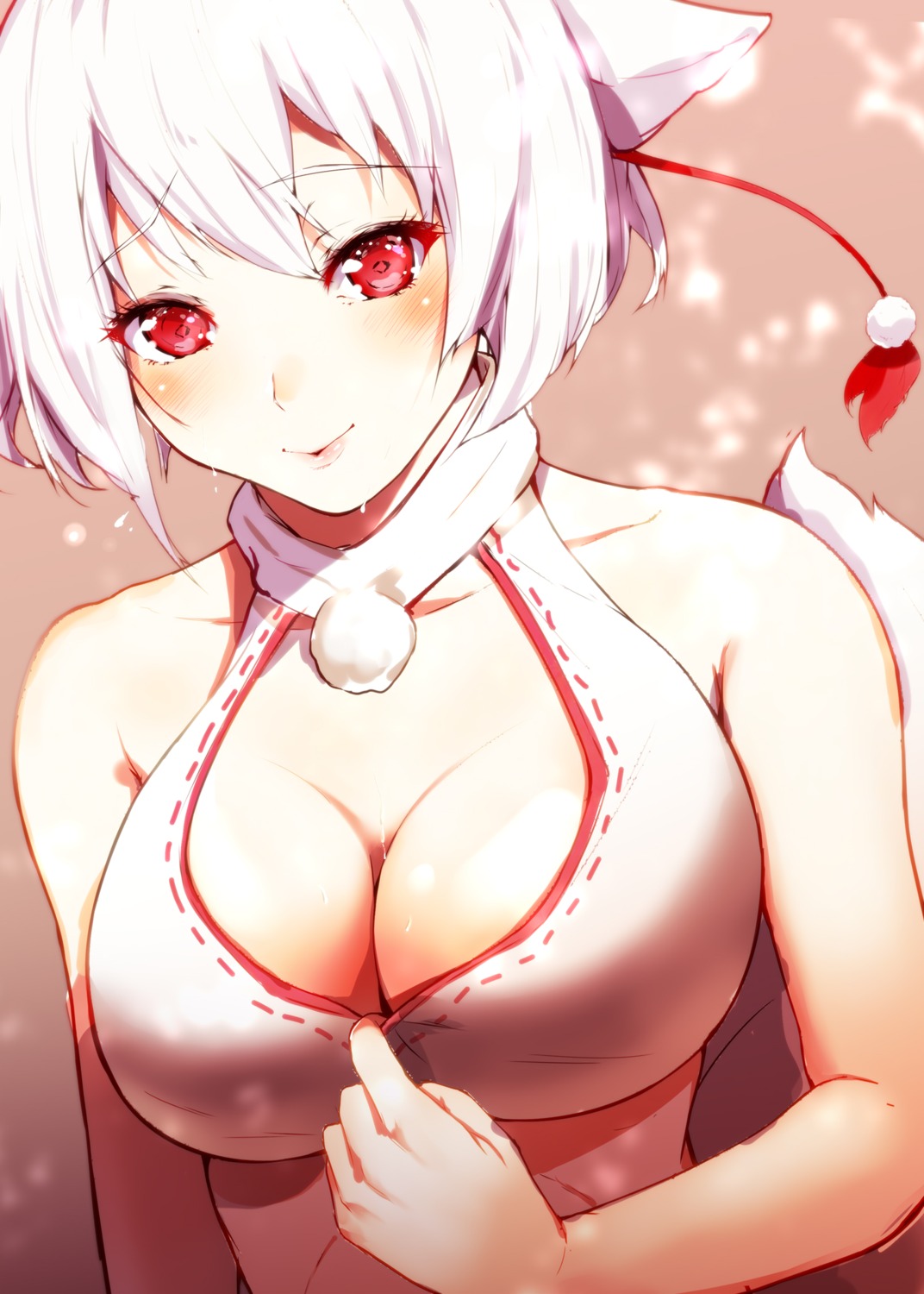 animal_ears cleavage inubashiri_momiji mayonaka_taruho tail touhou