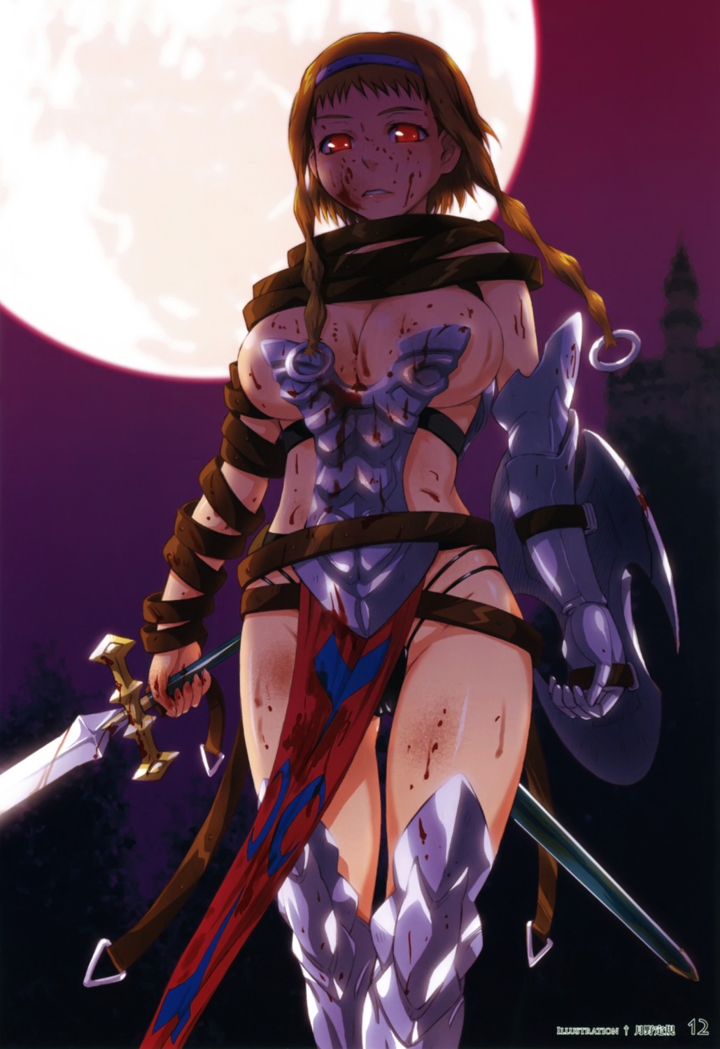 armor blood cleavage leina queen's_blade sword thighhighs tsukino_jougi
