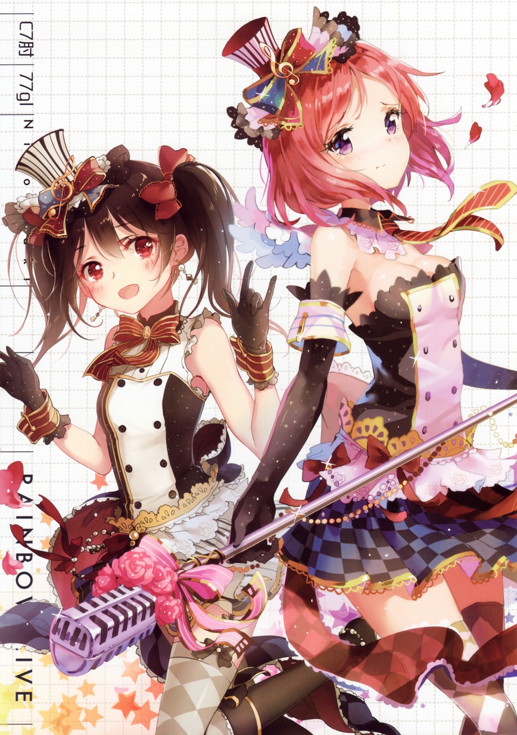 77gl cleavage kieta love_live! nishikino_maki thighhighs yazawa_nico