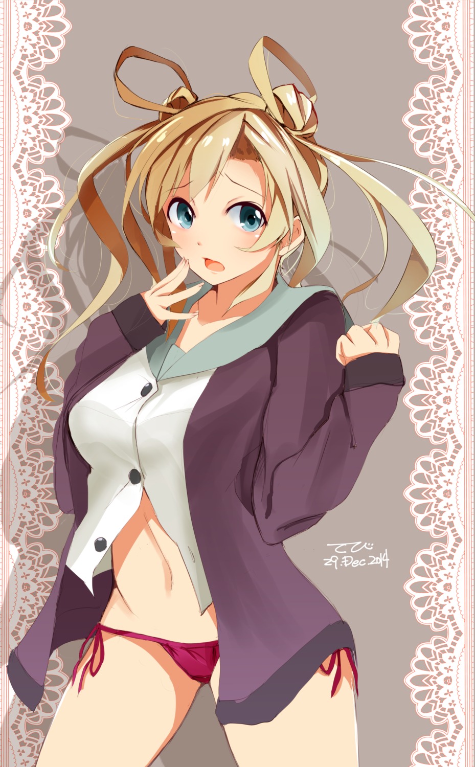 abukuma_(kancolle) kantai_collection pantsu string_panties tbd11