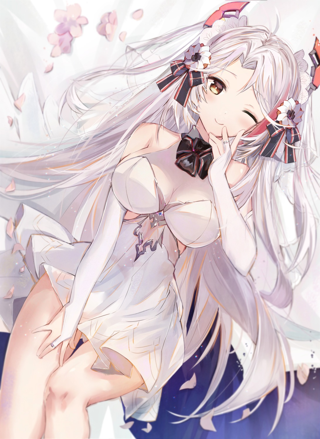 azur_lane dedeko dress no_bra prinz_eugen_(azur_lane) see_through wedding_dress