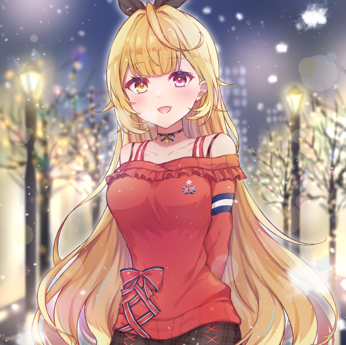 christmas heterochromia hoshikawa_sara nijisanji sweater zky_(oekaky)