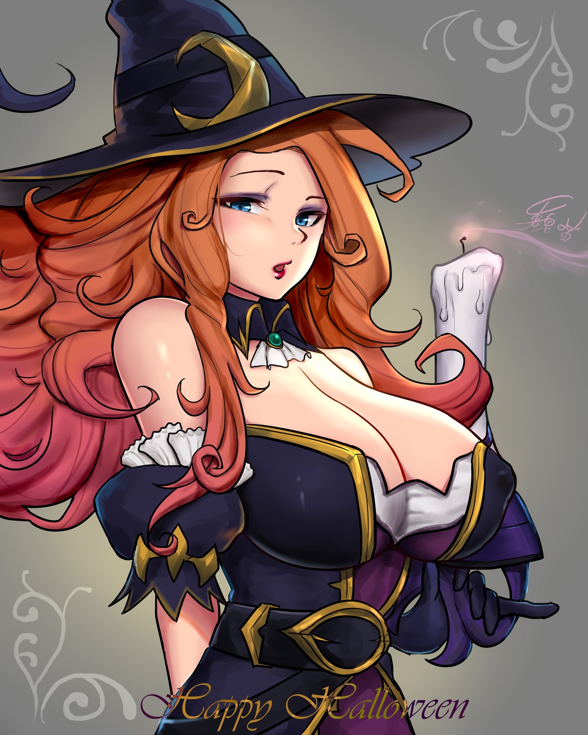 dress erect_nipples halloween league_of_legends miss_fortune no_bra wei_miao witch